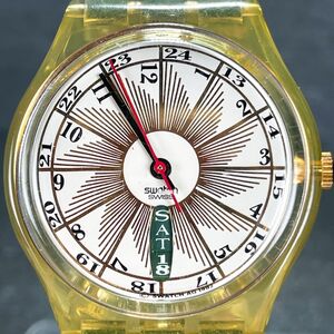 美品 SWATCH スウォッチ Top Class GK707 腕時計 アナログ クオーツ 3針 カレンダー スケルトン グリーン 新品電池交換済み 動作確認済み