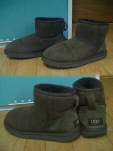 UGG*アグ*オーストラリア*羊革ムートン*濃ブラウン*クラッシック内側羊毛皮ボアあたたかいムートンブーツ美品*６*23.0