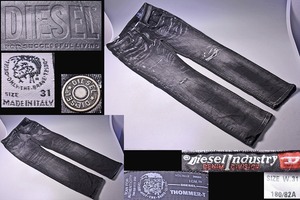 DIESEL ★ ディーゼル ★ Thommer jogg jeans ★ ジョグジーンズ ★ ブラックデニム ★ 31 ★ 0098E Stretch ★ ダメージ加工 ★ 中古品