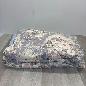 38 羽毛ふとん　150×200cm シングル　寝具　花柄　メーカー不明