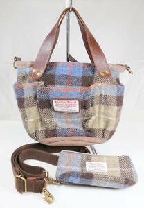 中古★Folna Harris Tweed フォルナ ハリスツイード 2Way ハンド ショルダー バッグ ポーチ付