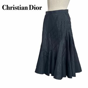 Christian Dior クリスチャンディオール フレアスカート シルク黒ブラック M相当