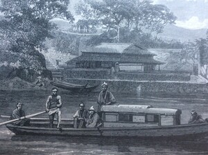 アンベール 幕末日本絵図 日本の屋形船 オリジナル木版画