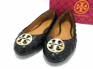 ■極美品■ TORY BURCH トリーバーチ レザー フラットシューズ サイズ 7 1/2 (日本サイズ 約24.5cm) 靴 シューズ ブラック系 DE9473