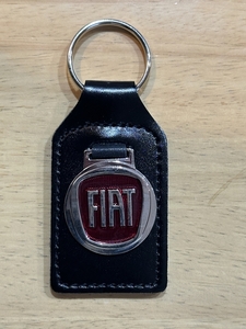 キーホルダー　FIAT ENAMEL Quality Black Real Leather Keyring kenz