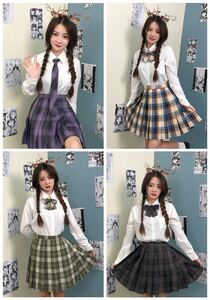 JKファッション JKコーデ JK 学生 女子学生 高校生 制服 プリーツスカート チェック柄 レディース レールアジャスター付き Mサイズ