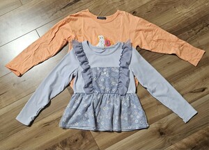 女の子★花柄・うさぎ 長袖Tシャツ 2枚セット★サイズ130