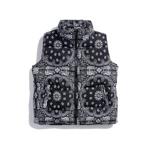 新品 バンダナ柄 ダウンベスト ペイズリー柄 Paisley bandana pattern Down Vest ブラック 黒 サイズ xL