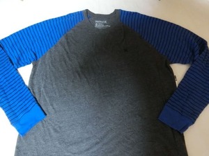USA購入 サーフ系ブランドハーレー【Hurley】Premium Fit 両腕サーマル素材 ロングTシャツ US XXL 灰青