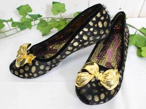 新品*イレギュラーチョイス Irregular Choice*リボン付 ハラコパンプス 36*定価1.8万円