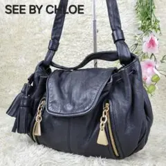 SEE BY CHLOE ハンドバッグ 肩掛け 2way 巾着 タッセル レザー