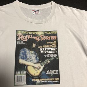 希少★00s USA製 宮内和之 雑誌 カバー デザイン Tシャツ 白 L ギタリスト 元 ICE BLIND HEADZ 雑誌 rolling storn ロック バンド tシャツ