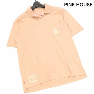 PINK HOUSE ピンクハウス 春夏 キューピー プリント♪ 半袖 ポケット ポロシャツ Sz.L　レディース 日本製　K4T00890_6#A