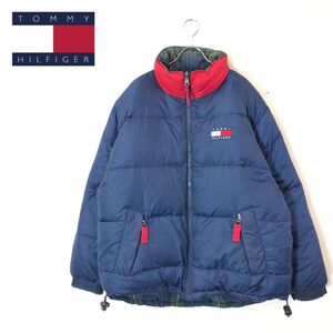 1I2967-F◆ TOMMY HILFIGER トミーヒルフィガー リバーシブルダウンジャケット ◆ sizeXL ポリエステル 古着 メンズ 秋冬