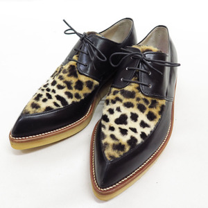 当時物 CAL-COKE LEOPARD LEATHER SHOES ROCKABILLY CREAM SODA カルコーク レオパード ラバーソール ブーツ ロカビリー クリームソーダ