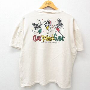 XL/古着 半袖 ビンテージ Tシャツ メンズ 00s ラスタ レゲエ funk コットン クルーネック 鹿の子 生成り 24jun04 中古