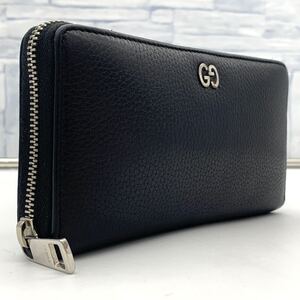 入手困難●GUCCI グッチ 長財布 ドリアン GG インターロッキング ラウンドファスナー レザー 本革 ブラック メンズ ジップ ビジネス 金具