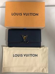 【質屋 尾張屋商店 東京】☆未使用☆ LOUIS VUITTON ルイヴィトン ポルトフォイユカプシーヌ M63739 紺 トリヨン