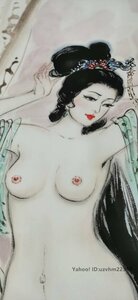 書画收藏 中国古画 人物畫 【貴妃の入浴マップ 落雁の美女 】純手描き作品・ 国画 中国古美術品 珍品 旧蔵 賞品 置物 時代物