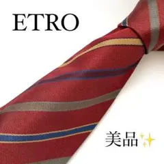 ETRO エトロ　ストライプ柄ネクタイ　赤　レッド