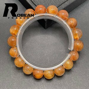 綺麗 EU製 定価17万円★ROBEAN・銅髪ルチルクォーツ★ブレスレット パワーストーン 天然石 金運 お守り ギフト 10.5-11.1mm 1001G1245