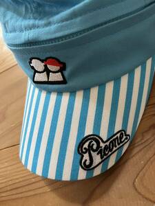 picone club 美品 ワークキャップ 2WAY 水色 ストライプ ピッコーネ GOLF 帽子 ゴルフウェア サンバイザー CAP