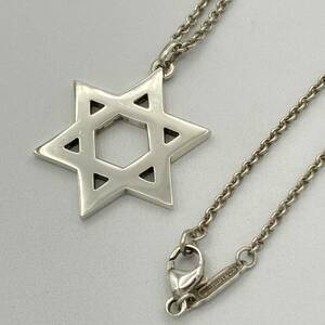 ☆ 1円 メンズ 希少品 スター オブ タビデ ロング ネックレス ペンダント シルバー 925 Tiffany Star Of David Silver Necklace Pendant