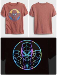 新品GAP スパイダーマン・マーベル 暗闇で光るグラフィックTシャツ120