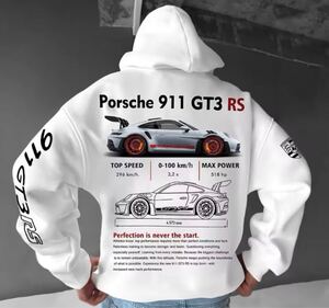 Porsche メンズスポーツカープリントパーカー、スウェット S〜4XL