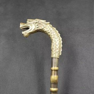 高品質 古美術 銅器 純銅 龍 松葉杖 ステッキ 工芸品 収蔵する