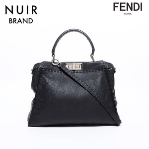 フェンディ FENDI ショルダーバッグ ピーカブー 2way レザー シルバー金具 ブラック