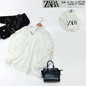 /S/ ZARA ホワイト オーバーサイズポプリンシャツ レディース タグ カジュアル トップス デイリー 通勤大人可愛い白ガーリー ザラ