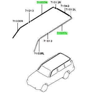 ★超希少 左右セット 未使用 純正 三菱 ルーフサイド ドリップモール モールディング パジェロ V43W V44W V44WG V45W V46W V46WG V47WG