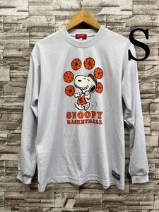 S PEANUTS ピーナッツ スヌーピー ホワイト バスケットボール 長袖Tシャツ 長袖 Tシャツ ロンT 長袖カットソー トップス スポーツウェア