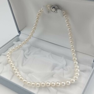 【美品 最高級◎】アコヤ あこや タサキ 田崎 TASAKI パール ネックレス 本真珠 照り強 テリ抜群 白 ホワイト 7-7.5mm 43cm SILVER刻印 