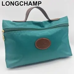 良品LONGCHAMP ナイロン×レザー ハンドバッグ ポーチ 小物入れ 買い物