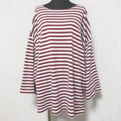 美品 21SS nest Robe ネストローブ ボーダー ロングスリーブ カットソー Tシャツ 01211-1165 オーバーサイズ F ホワイト ボルドー レディース 古着 中古 USED