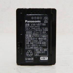 動作品 Panasonic VW-VBT190 ② 純正バッテリー PSEマーク有 送料全国一律180円 同梱可