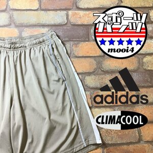 SP1-007★GOODカラー★ベージュ★吸湿速乾＆通気【adidas アディダス】CLIMACOOL サイドライン ショートパンツ【メンズ L】ショーパン ジム