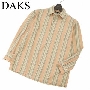 DAKS ダックス 通年 長袖 ロゴ刺繍★ ストライプ柄 シャツ Sz.L　メンズ　C4T00149_1#C