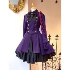 ハロウィン 軍服 M ワンピース パープル コスプレ レディース ロリータ 衣装