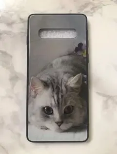 可愛い猫ちゃん♪薄型 背面9Hガラスケース GalaxyS10 萌猫