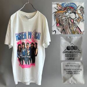 YM619 FASTER PUSSYCAT 両面 デカロゴ 半袖 バンド Tシャツ Lサイズ USA製 1988 GREAT SOUTHERN COMPANY 検)80