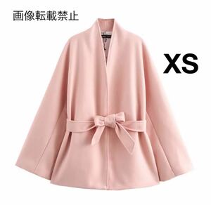 pink vintage ヴィンテージ レトロ ベルト付き コート アウター XSサイズ レディース ★ZARA 好きな方に★2024 A/W 冬新作 新品未使用★