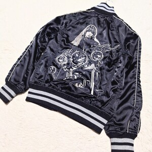 【1円〜】HYSTERIC GLAMOUR ヒステリックグラマー スカジャン バイクガール ブラック×シルバー FREESIZE