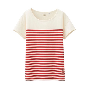 リサラーソン ユニクロ コラボ ボーダー Tシャツ 半袖 Sサイズ 赤 レッド ミンミ ワッペン 猫 2014年 新品