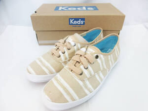 G2178【スニーカー】Keds CH WASH STRIPE SAND★ケッズ ウォッシュ ストライプ サンド★キッズ 靴★サイズ 5M 約22.5cm★替えヒモ付 未使用