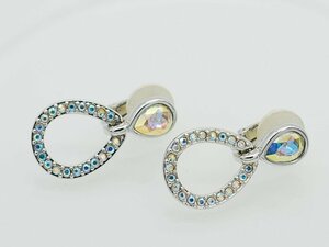 ■【YS-1】 美品 ■ スワロフスキー SWAROVSKI ■ クリスタル イヤリング ■ トップ1.8cmｘ1.5cm クリア ｘ シルバー系 【同梱可能商品】C