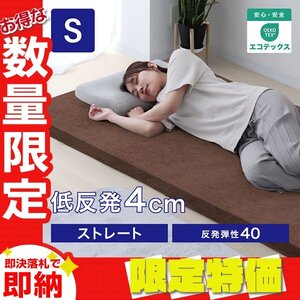 【限定セール】低反発マットレス シングル 厚さ4cm 高密度ウレタン 体圧分散 パイル生地 ベットマット 敷き布団 洗えるカバー ブラウン