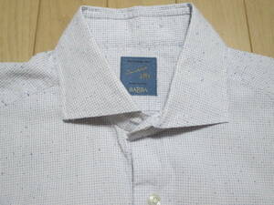 ★未使用品＜ BARBA NAPOLI ＞ バルバ ナポリ ダンディライフ ワイドカラー ドレスシャツ（40 3/4・M～L相当 / 定価42,900円）伊勢丹★